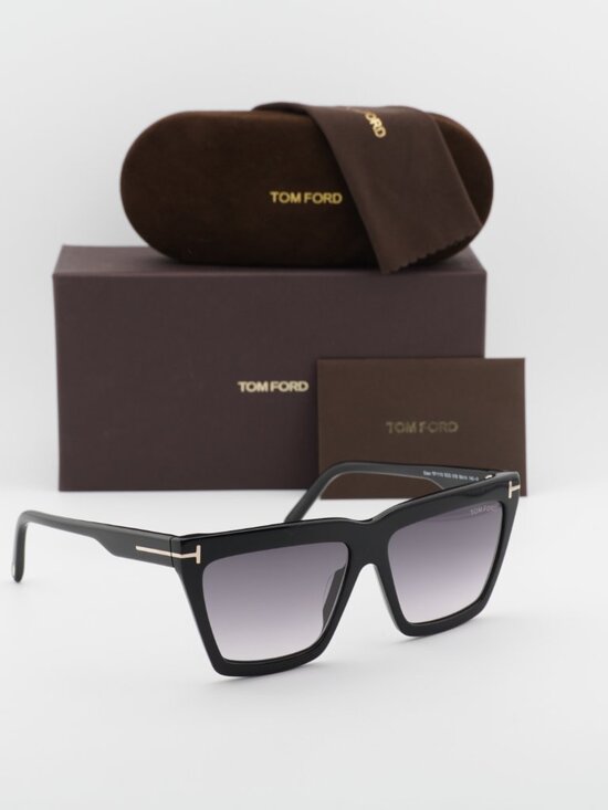 Tom Ford FT1110 01B Eden Geometric Sunglasses - Shiny Black/Smoke Gradient main image 5